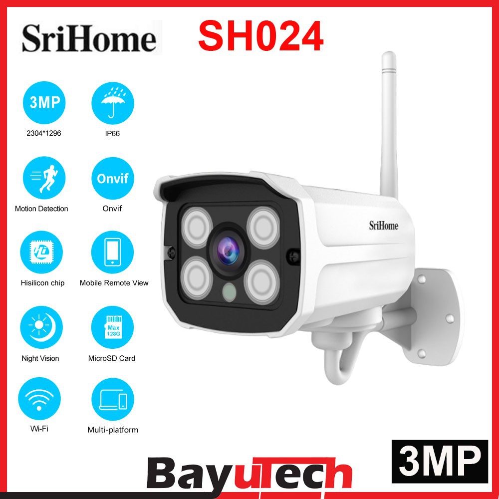 SriHome SH024 1296P (3MP) True HD IP66 Outdoor Wireless WIFI IP CCTV ...