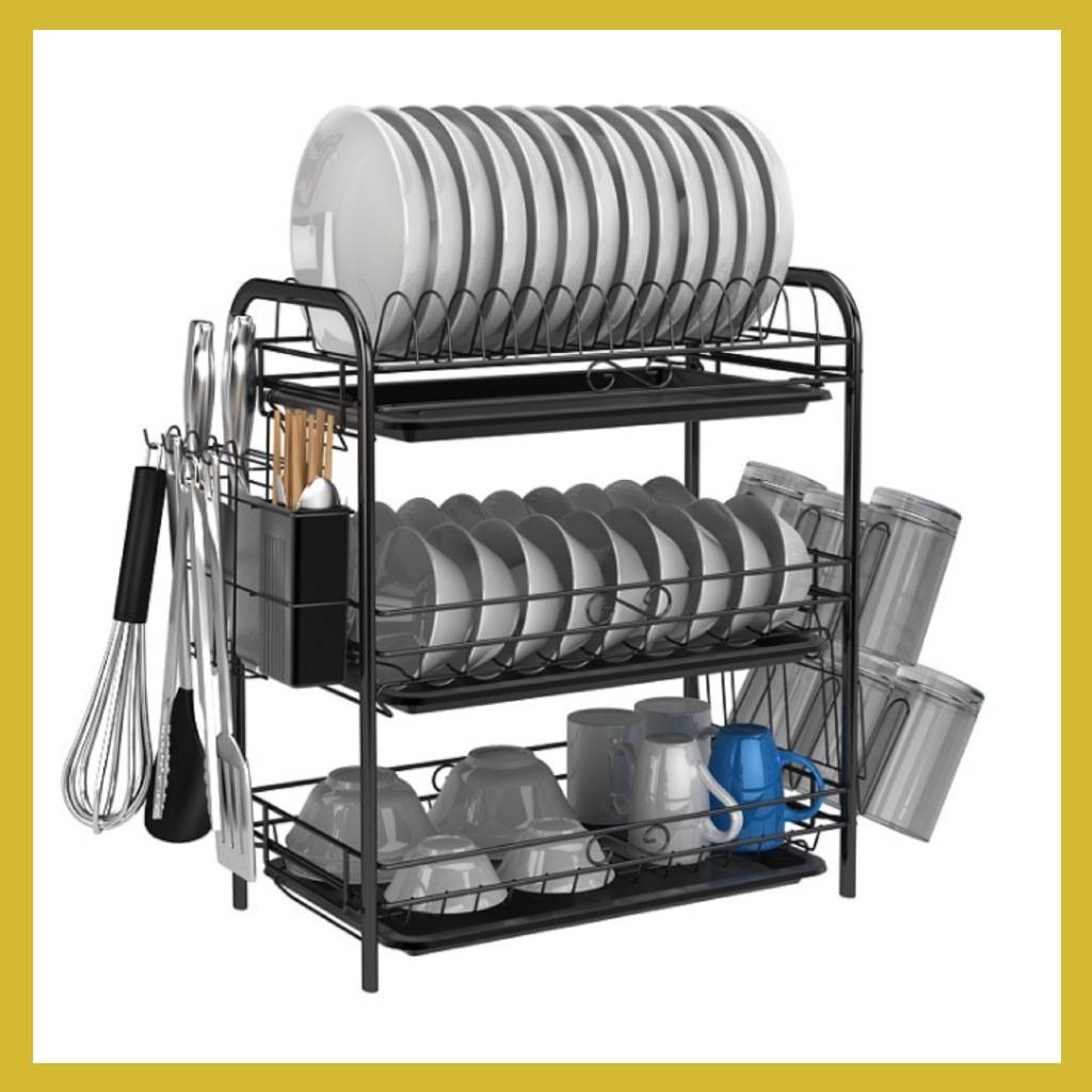 2/3 layers Kitchen Plate Rack Organizer with Tray Plating Steel Rack ...