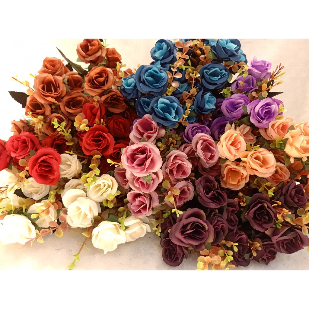 10 Buds Artificial Dry Rose Bush / 10 Kuntum Bunga Dry Rose Tiruan ...