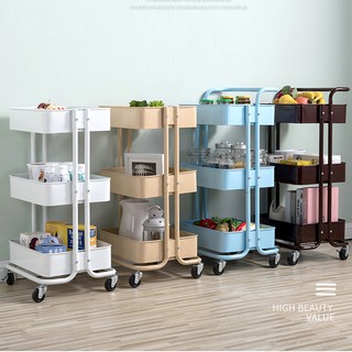 3 Tier Rolling Utility Cart Storage Shelves Multifunction Storage Trolley Service Cart With Mesh Basket Handles And Wheels Easy Assembly For Bathroom Kitchen Office White Shopee Malaysia