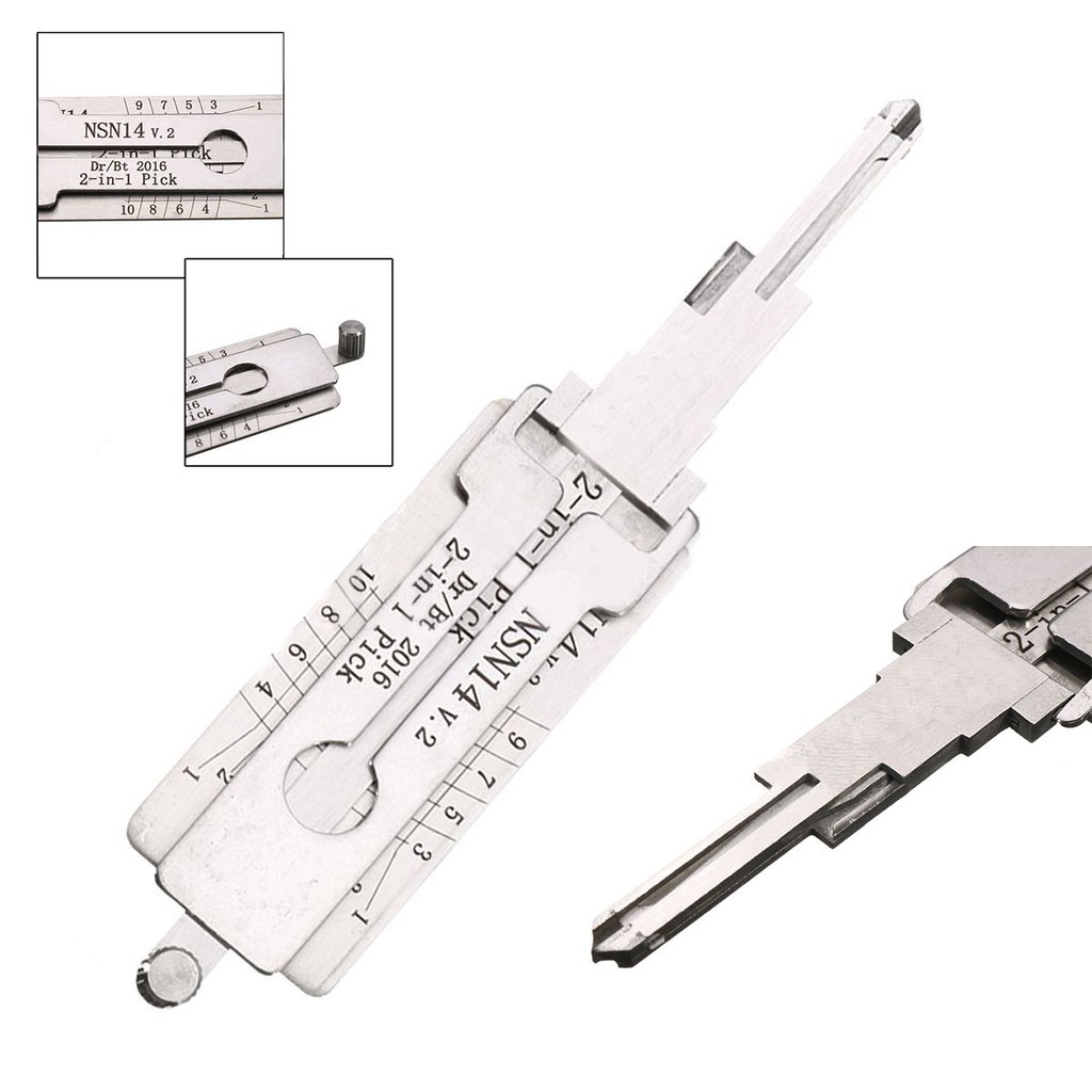 Nsn14 Dr Bt 2 In 1 Car Door Lock Pick Decoder Locksmith Tool Unlock Tools Silver