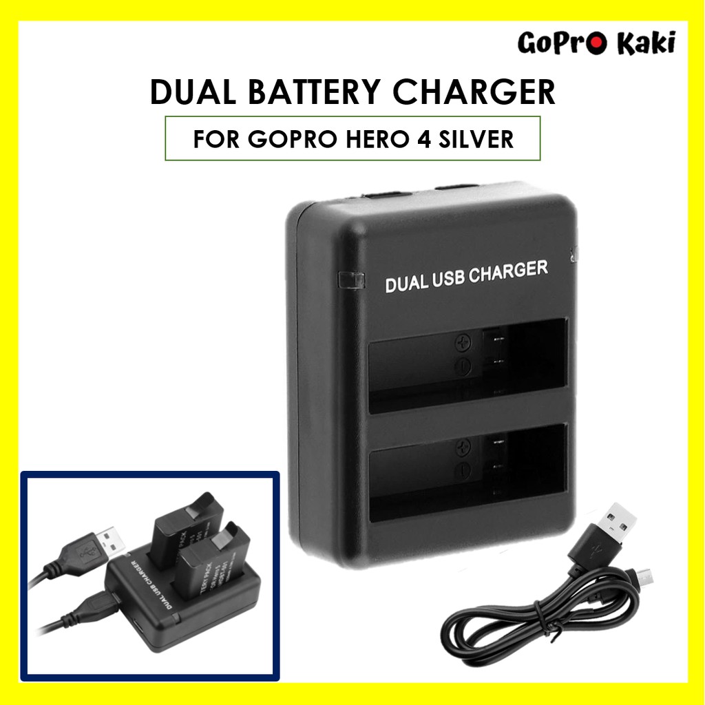 Ahdbt 401 Usb Dual Slot Battery Charger For Gopro Hero 4 Silver Ship From Malaysia Shopee Malaysia