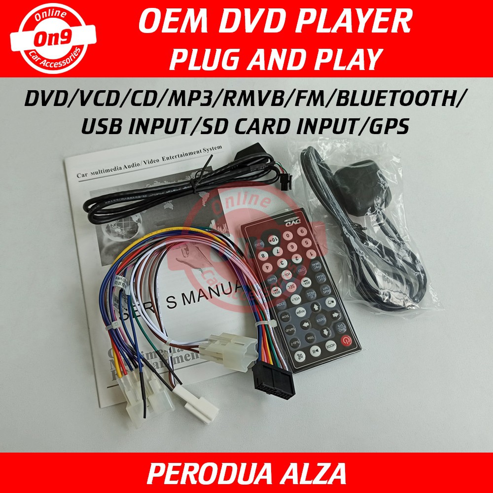 Perodua Alza 9 Inch Oem Double Din Player Plug And Play Dvd Car Audio Player Gps No Gps Vcd Mp3 Cd Fm Usb Sd Bt Shopee Malaysia