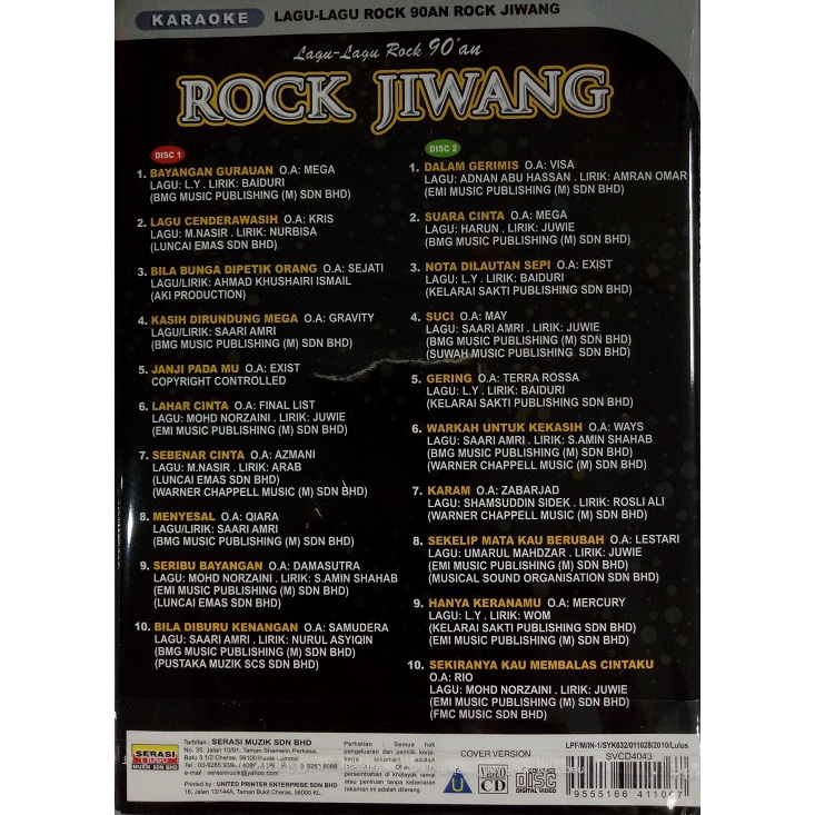 Karaoke Lagu Lagu Rock 90an Rock Jiwang Vcd Shopee Malaysia