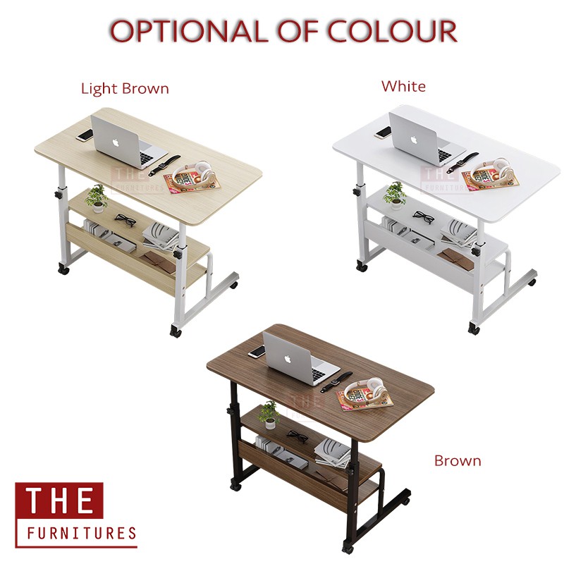 L60/80 cm Adjustable Bedside Laptop Table Sofa Side Table With Wheels
