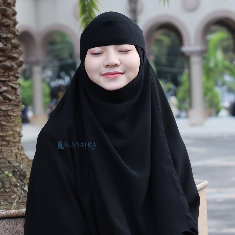 Alsyahra Exclusive Niqab Bandana Pulldown Chiffon Silk Jetblack ...