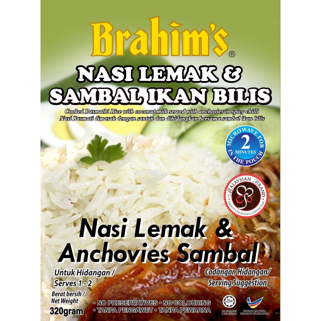 Brahim S Nasi Lemak Anchovies Sambal Ready To Eat Rice Sambal Ikan Bilis Brahim Brahims Travel Food Shopee Malaysia