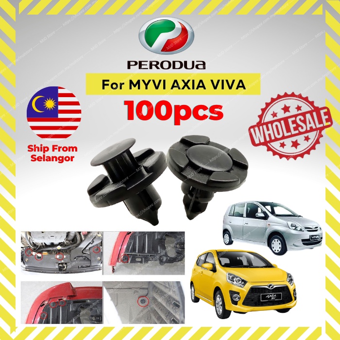 100pcs Perodua Myvi/Viva/Axia Fender Under Shield Clip Car Bumper Clips Retainer Clip Fastener