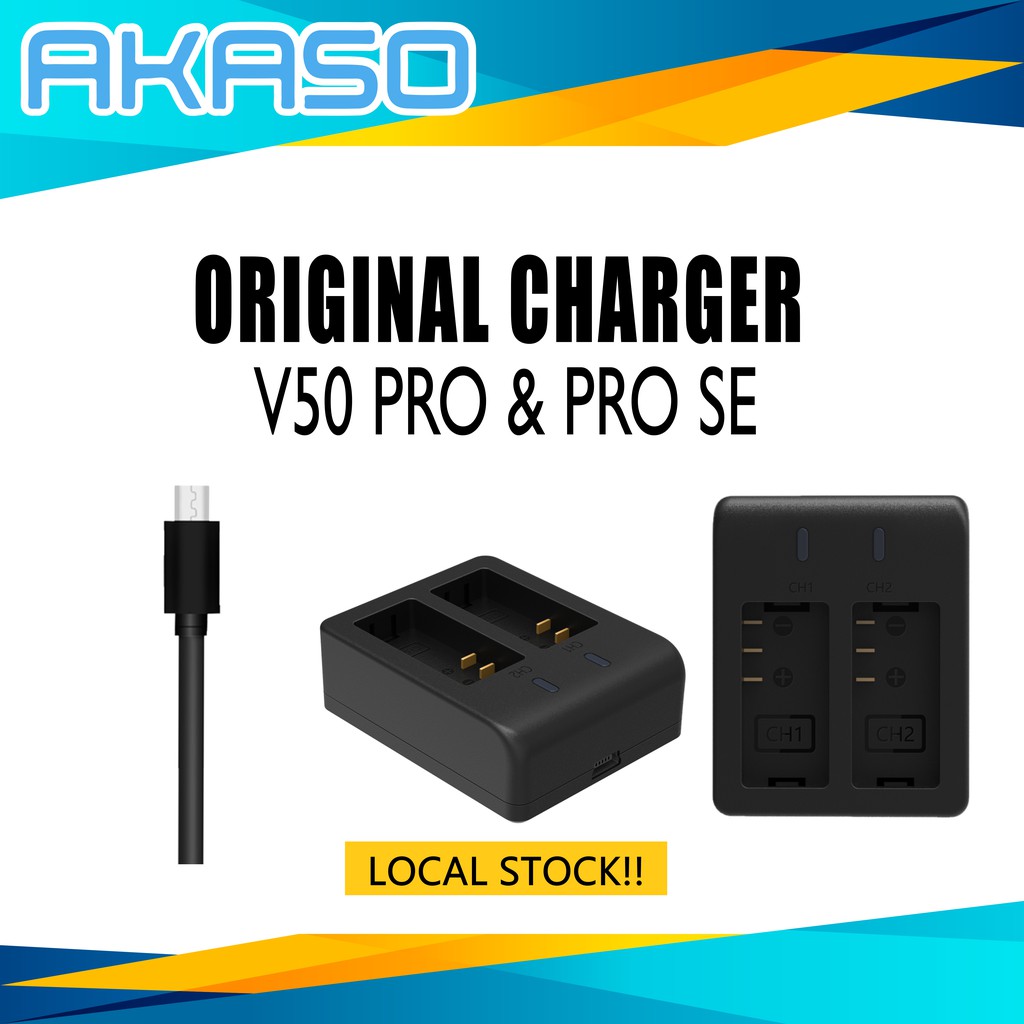 Akaso V50 Pro Pro Se Action Camera Dual Charger No Battery Shopee Malaysia