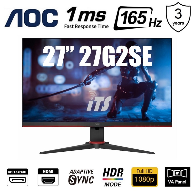 AOC 27" 27G2SE 1ms 165Hz AdaptiveSync FHD Gaming Monitor (HDMI/Display