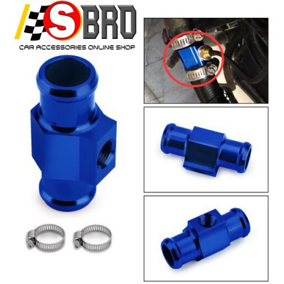 Blue, 28mm Universal Water Temp Joint Pipe Water Temp Temperature Joint Pipe Sensor Gauge Radiator Hose Adapter, 