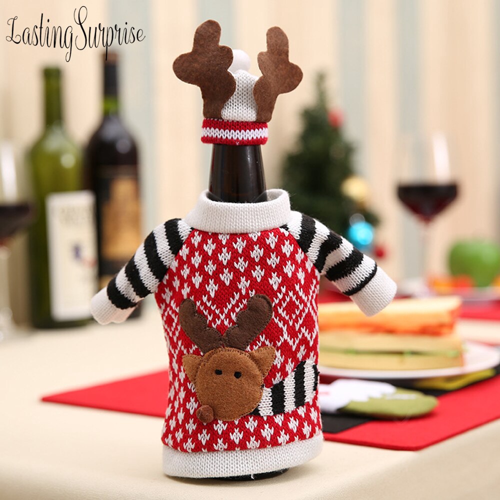 Red Wine Bottle Covers 2020 Christmas Moose Bag Champagne Bottle