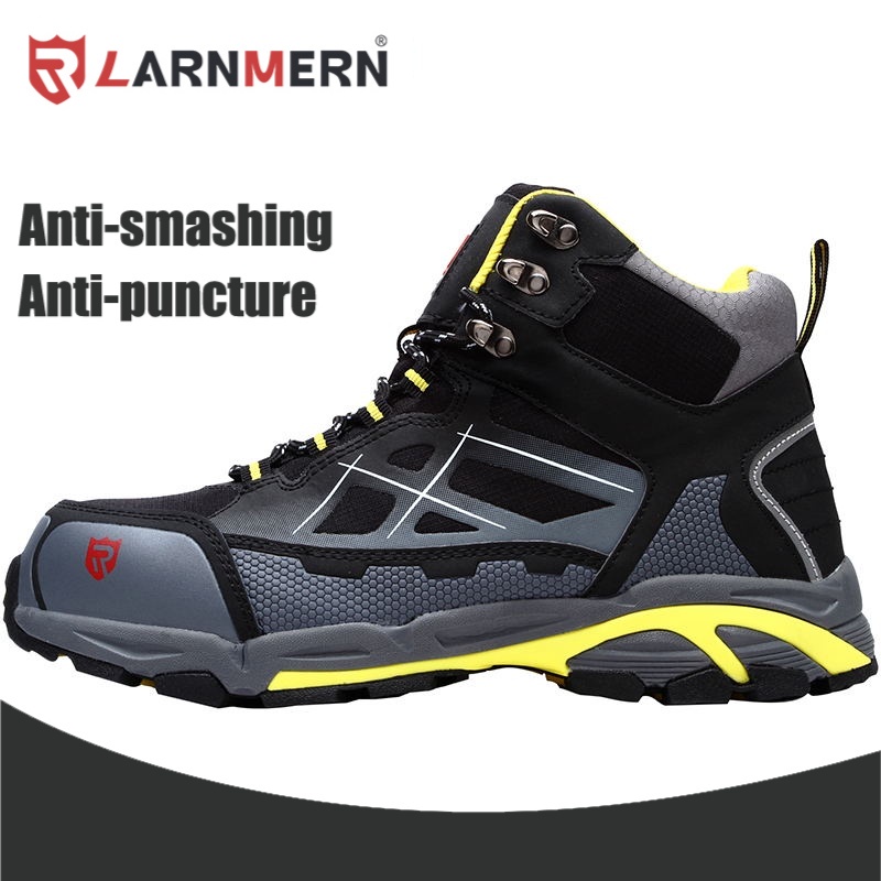 LARNMERN Mens Steel Toe Work Shoes,Kitchen Chef Shoes Anti-Static Oil Slip Resistant Footwear Puncture Waterproof 