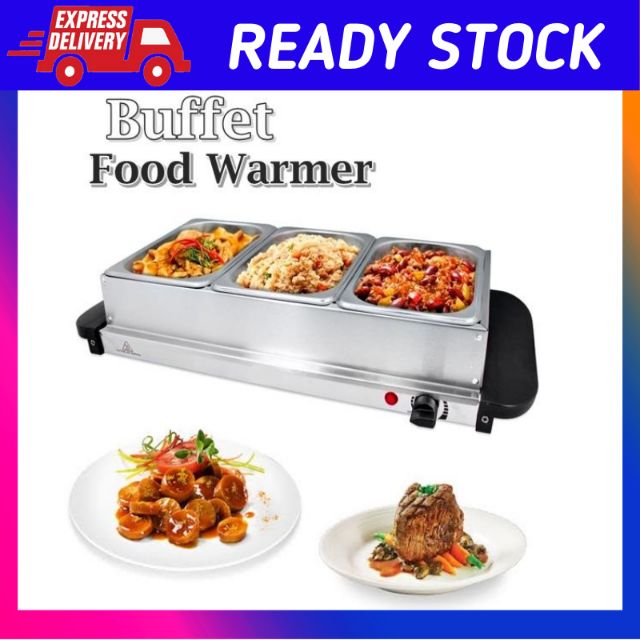 Pemanas Makanan Stainless Steel 3 Tray Buffet Food Warmer