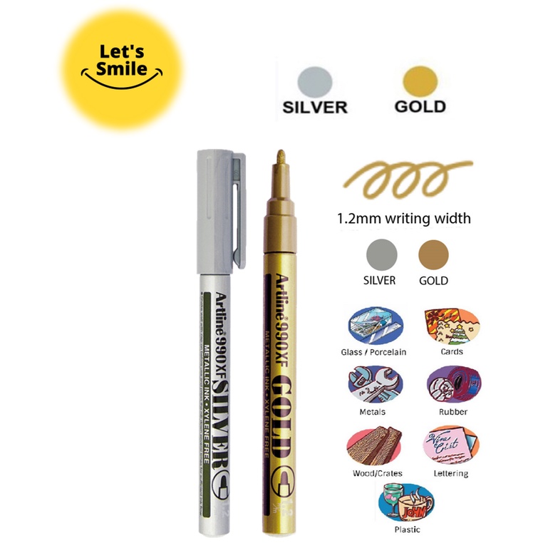 Artline Metallic Permanent Marker Pen 990XF / Shinny Marker / Metallic Marker Pen / 1.2mm Tip
