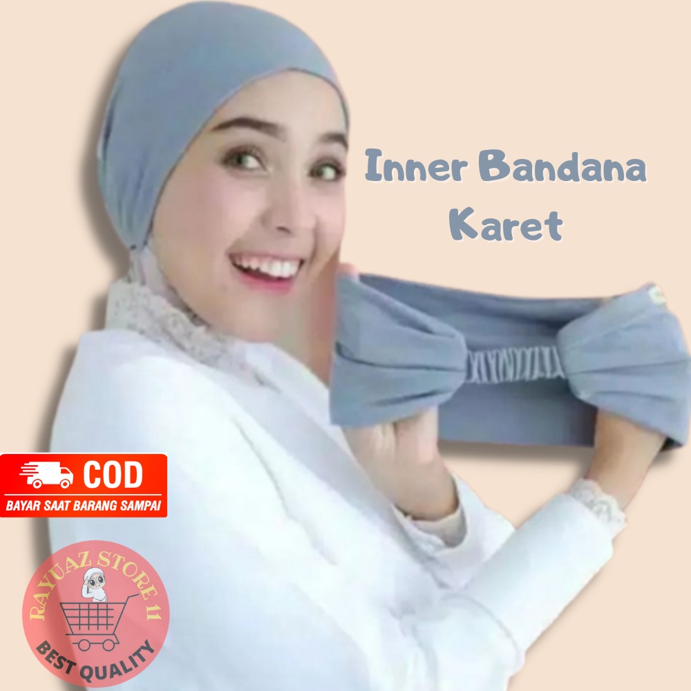 Inner Ciput Bandana Rubber Back Premium T-Shirt Material Inner Hijab Anti Dizziness Plain