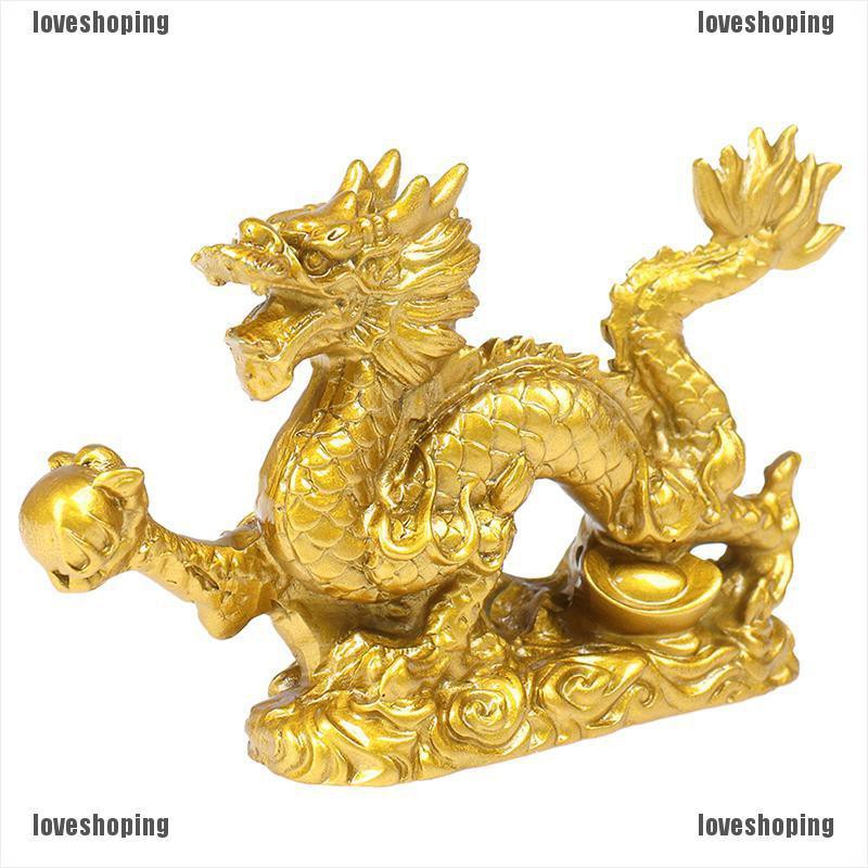 [LS] Chinese Zodiac Twelve Statue Gold Dragon Statue Animal Ornament Home Furnishings[my]