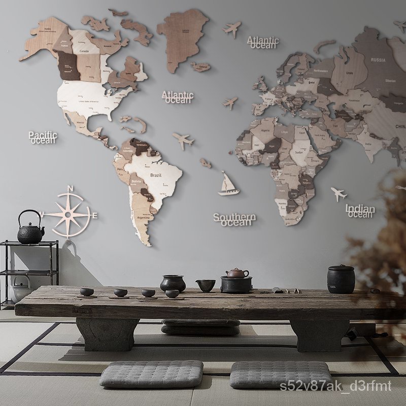 Map Of The World On Wall World Map - Home Decor Prices And Promotions - Home & Living Jun 2022 |  Shopee Malaysia