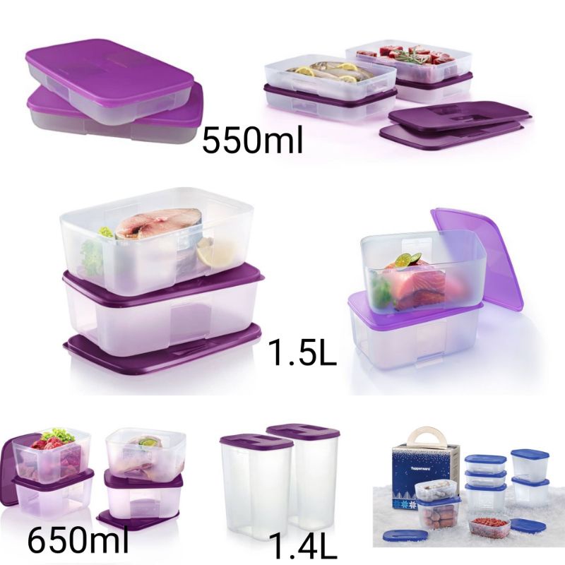 Tupperware tupperware set of 2 small freezer mate containers 650 ml  capacity by tupperware