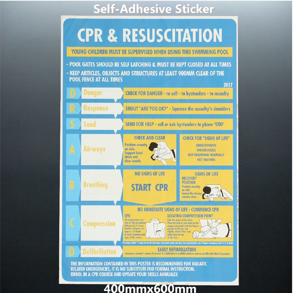 Aussie Gold Pool Cpr Resuscitation Sign Drsabc Spa Sa vrogue.co