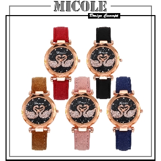 ✨ Ready Stock ✨ MICOLE G026 Double Swan Women's Watch Leather Belt Watch Jam Tangan Wanita