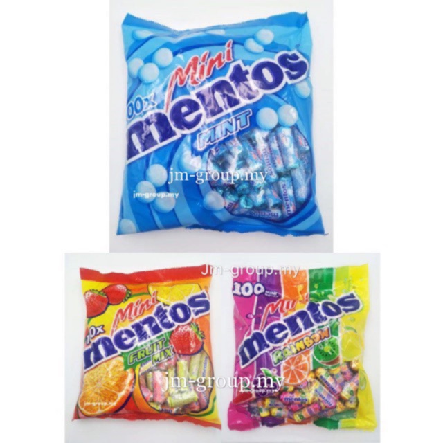 Mini Mentos 100 rolls ( Mint ,Fruit Mix, Rainbow ) Ready Stock Shopee