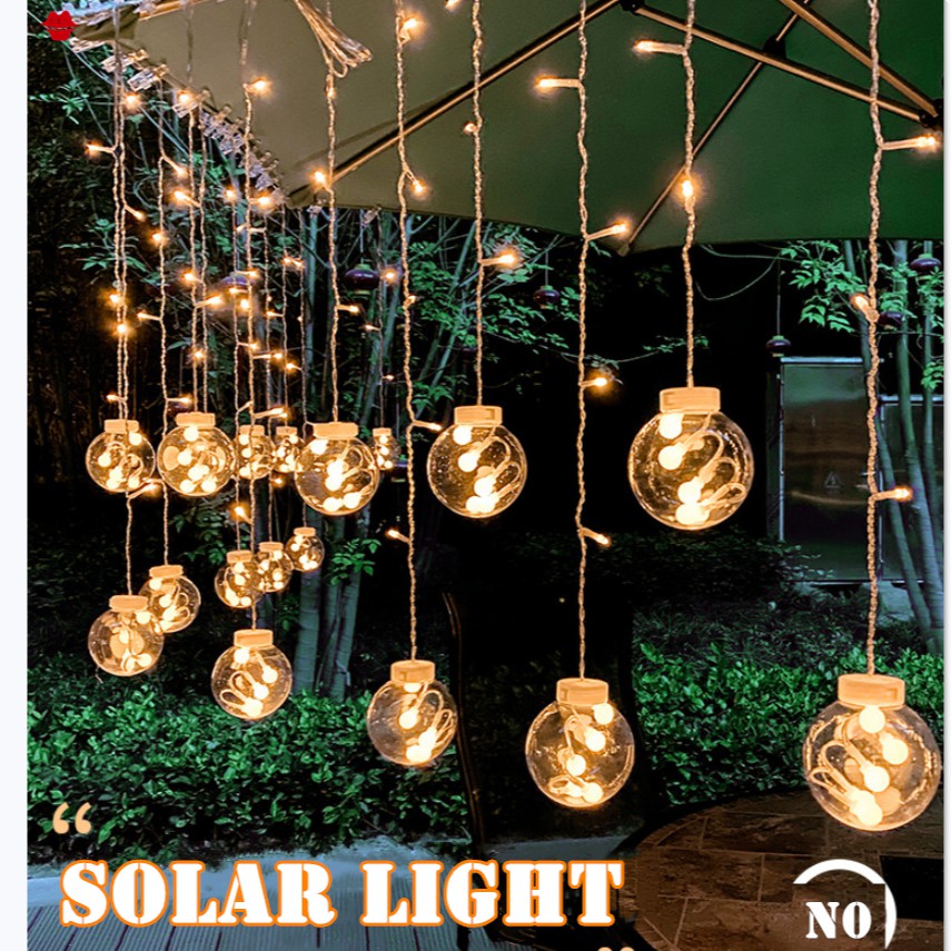 Lampu Raya Solar wishing ball Light led lanterns Twinkle star lights LED Solar Curtain Light flashing lights string lights gypsophila bedroom room Christmas Decoration light Lampu kelip Solar fairy light Garden light Outdoor Waterproof Solar Light