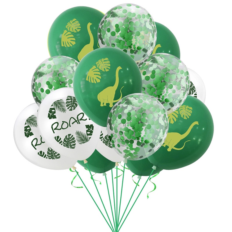 20pcs 12inch dinosaur balloon summer dinosaur party decoration Jungle party merchandise Green white dinosaur balloon