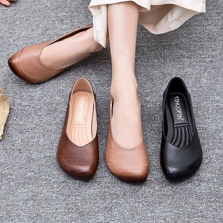 Womens Casual Suede Square Head Flat Bottom Lok Fu Shoes Casual Non-Slip Shoes Fashion Comfortable Flat Shoes Black