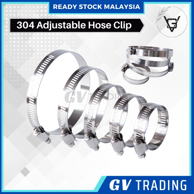 READY STOCK 304 Hose Clip Stainless Steel Hose Clamp Kunci Getah Paip