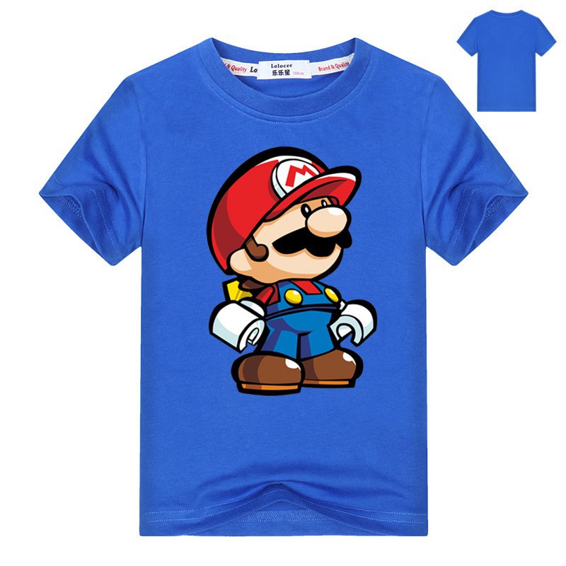 Kids New Super Mario Short Sleeve T Shirt Classic Game Tops Tee Shopee Malaysia - classic mario pants roblox