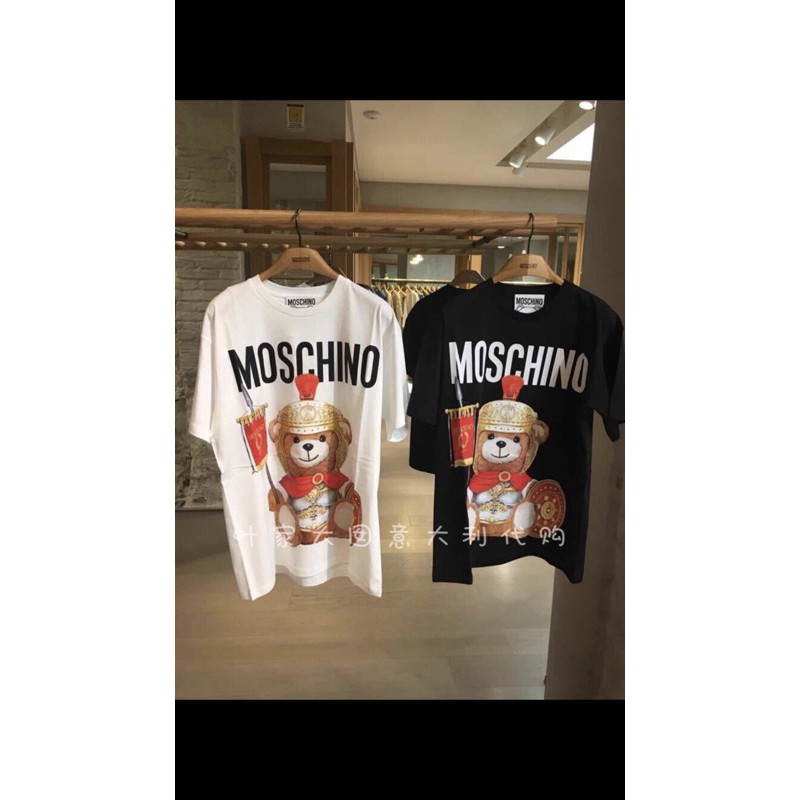 moschino teddy logo print t shirt