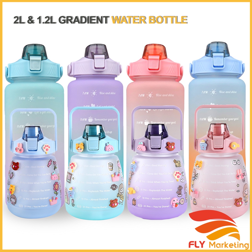 1.2L Water Bottle With Straw botol air viral Cute Cartoon Portable ...