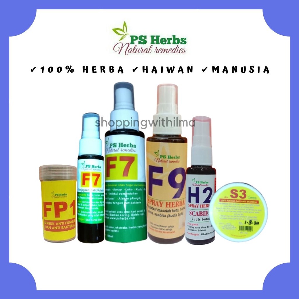 PS Herbs Ubat Spray F7 Untuk Kucing Kurap Kudis Fungus Kerapu Sporo