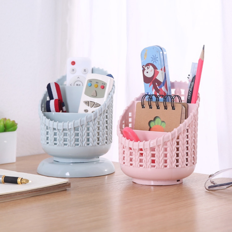 Plastic Desk Organizer Desktop Office Pen Holder Rattan Makeup