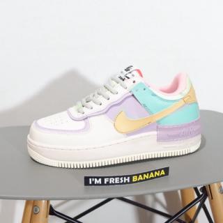 purple yellow and blue air force ones