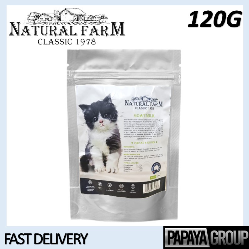 NATURAL FARM Lactose Free Goat Milk Powder for Cats & Kittens 120g ( susu kucing / susu