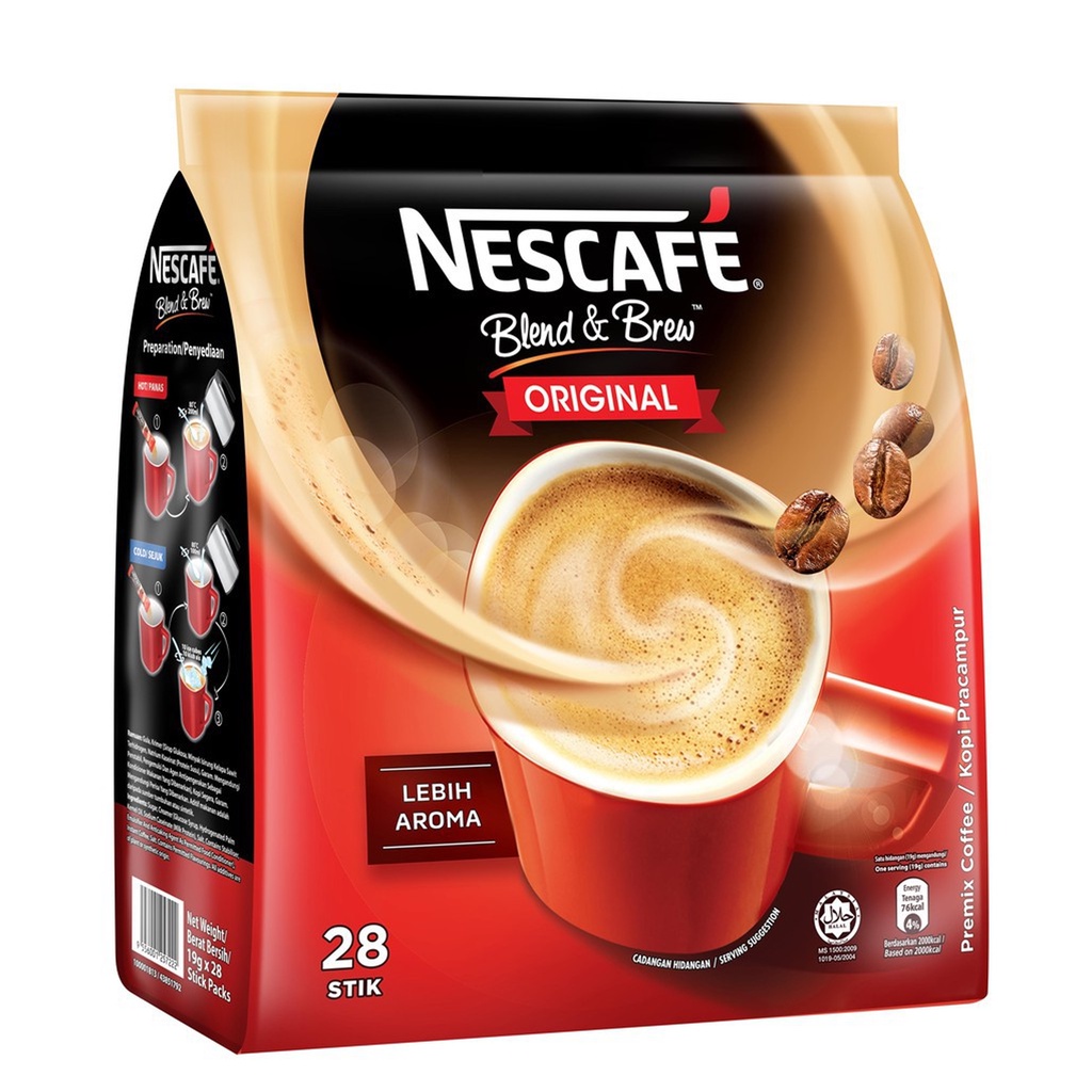 Nescafé Blend & Brew Original 3 in 1 Premix Coffee (25 Stick Packs x ...