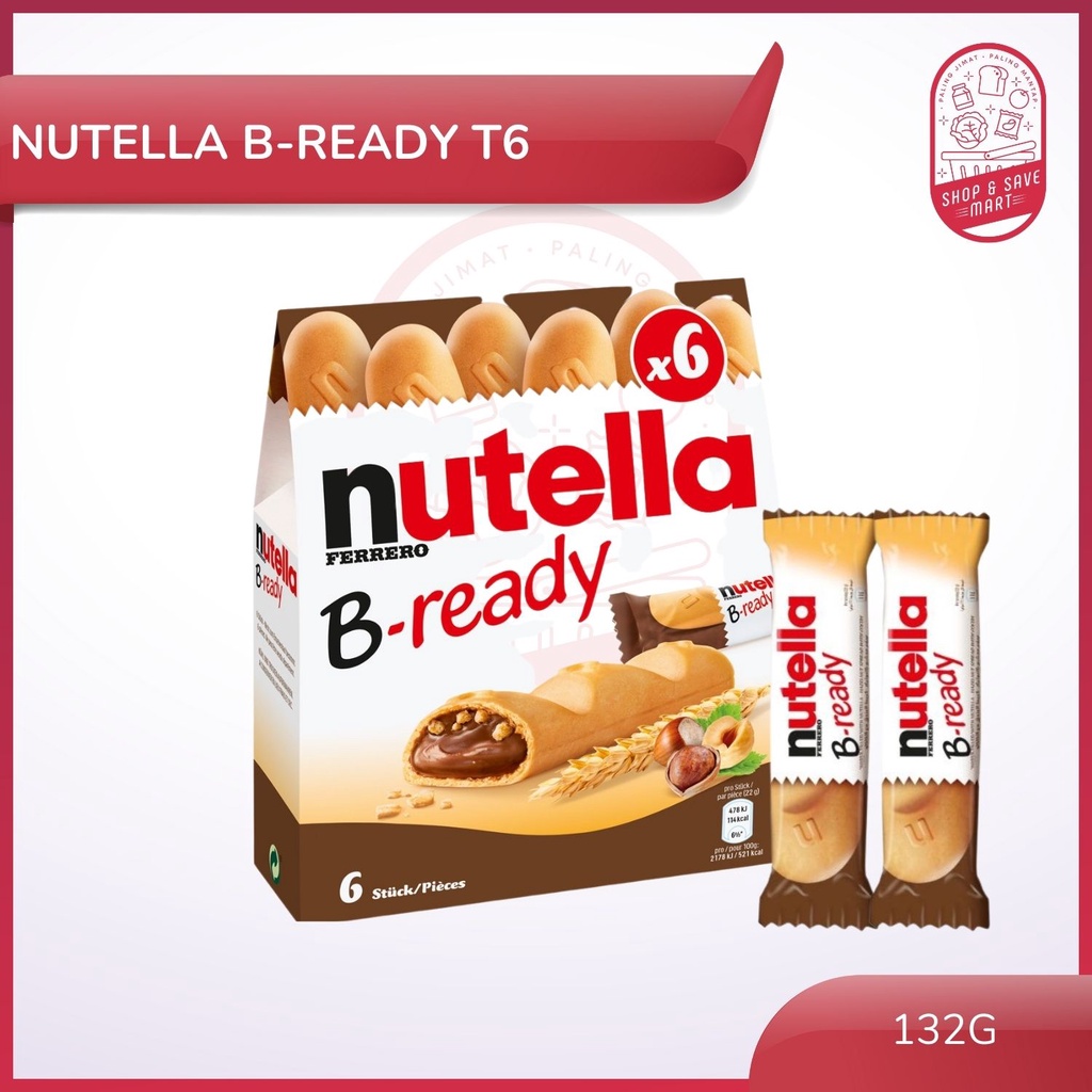 Ferrero Nutella Ferrero B-Ready T6 Crispy Wafer With Creamy Chocolate ...