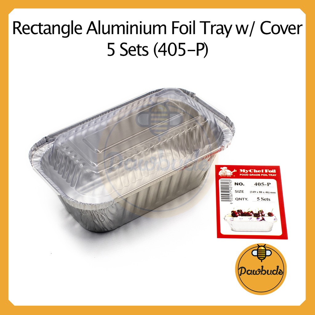 Aluminium Foil Tray With Cover M Size 5 Sets 405 P Bekas Aluminium Foil Dengan Penutup Saiz M 5 Set 铝箔纸盘带盖中号5