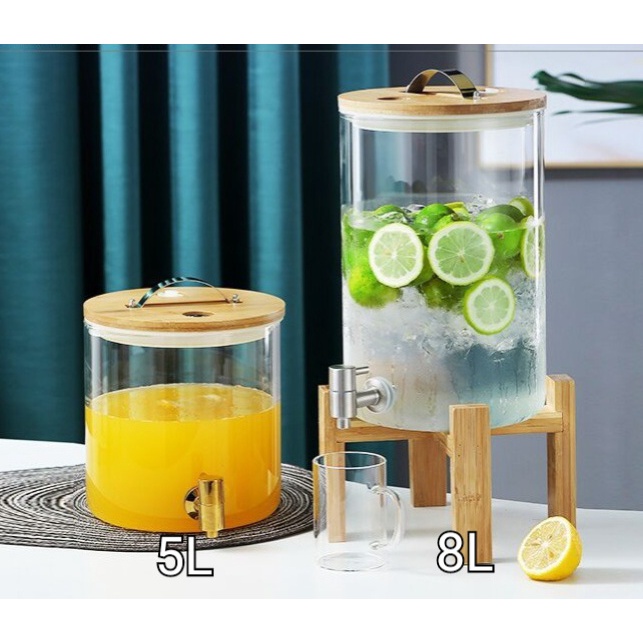 [Ready Stock] Cold & Hot water juice tea glass jug /Beverage Jug Besar