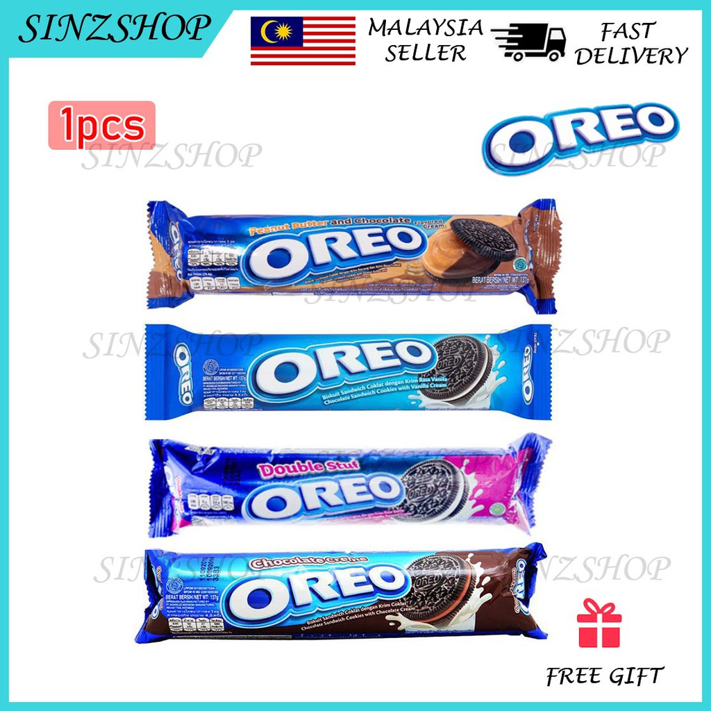 OREO SANDWICH COOKIES 133G 152.4G VANILLA PEANUT BUTTER DOUBLE STUF CHOCOLATE HALAL