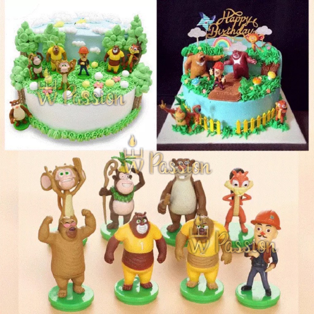 Ready Stock 熊出没卡通光头强熊大熊二boonie Bears Cake Decoration Bear Haunt Anime Cartoon Toys Bear Cake Decoration Bear Figurine