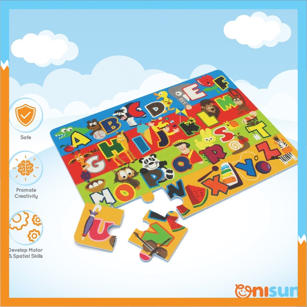 SUNTA 24Pcs Educational Jigsaw Puzzle with Alphabets and Animals