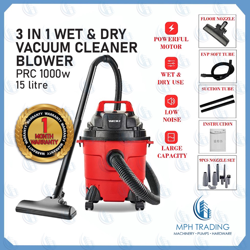 PRC 1000W 15L 3in1 Wet & Dry Vacuum Cleaner Blower Suction Mesin ...