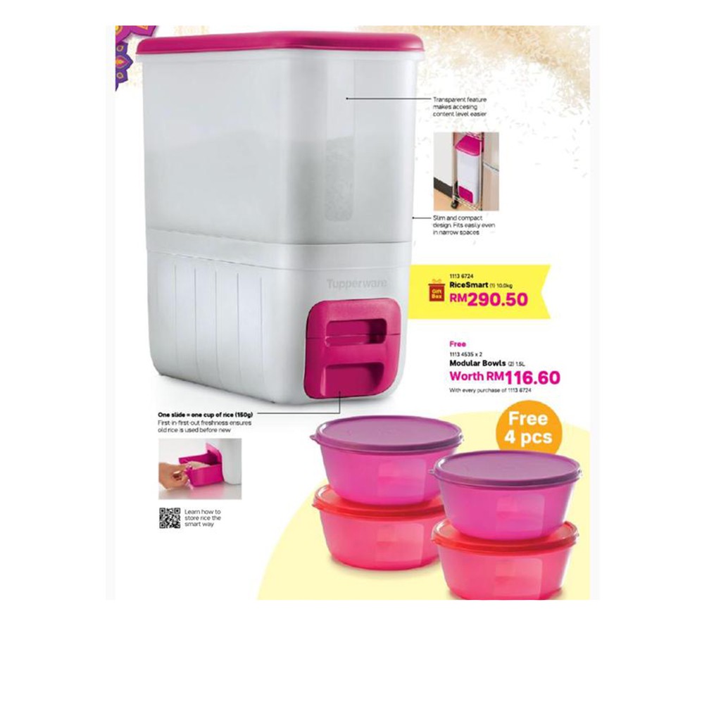 PROMOSI TUPPERWARE Rice Smart 10KG (Pink) | Shopee Malaysia