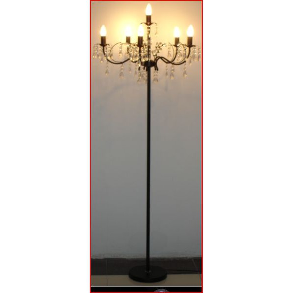 6 Lights Elegant Crystal Chandelier, Crystal Chandelier Floor Standing Lamps