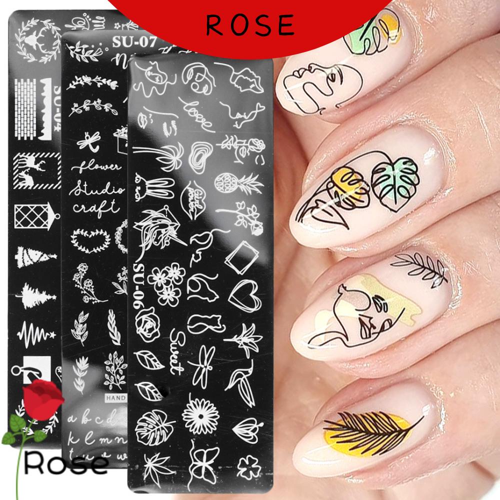ROSE New Stamping Plates Nail Art Stamp Stencils Abstract Nail Templates  Polish Printing Manicure Letters Leaf Flowers | Shopee Malaysia