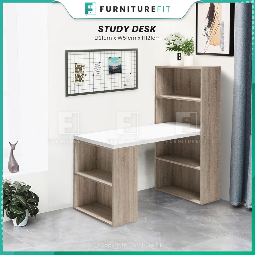 FurnitureFit LShaped Study Table + Bookshelf Study Table Bookshelf