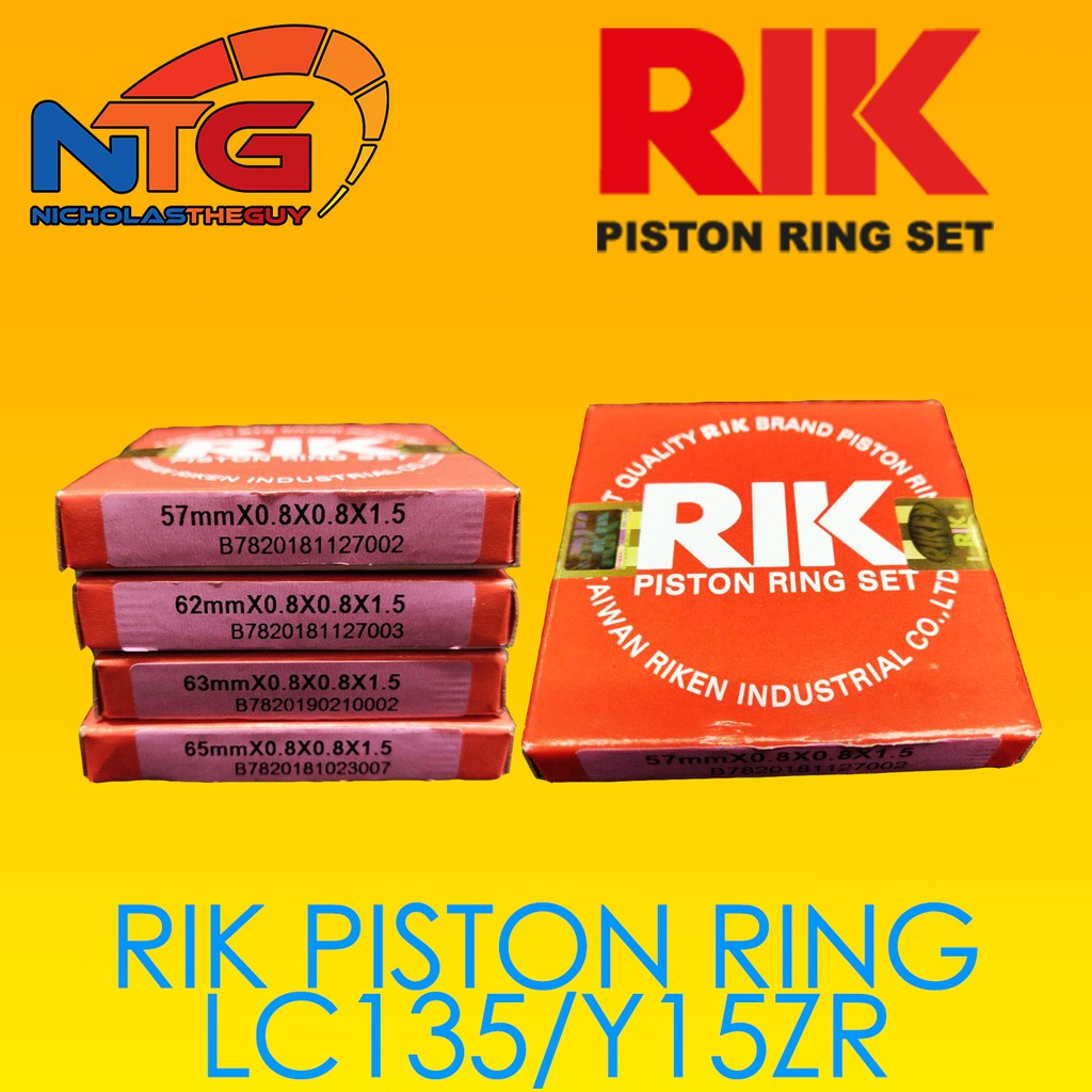 RIK Piston Ring Set 57/60/62/63/65/66/68/70/72mm LC135/Y15ZR/FZ150 Taiwan Shopee Malaysia